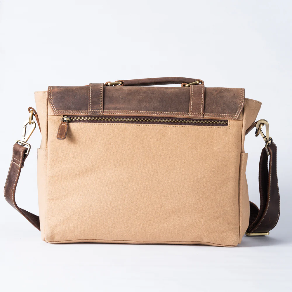 Canvas & Leather Messenger Bag - Image 10