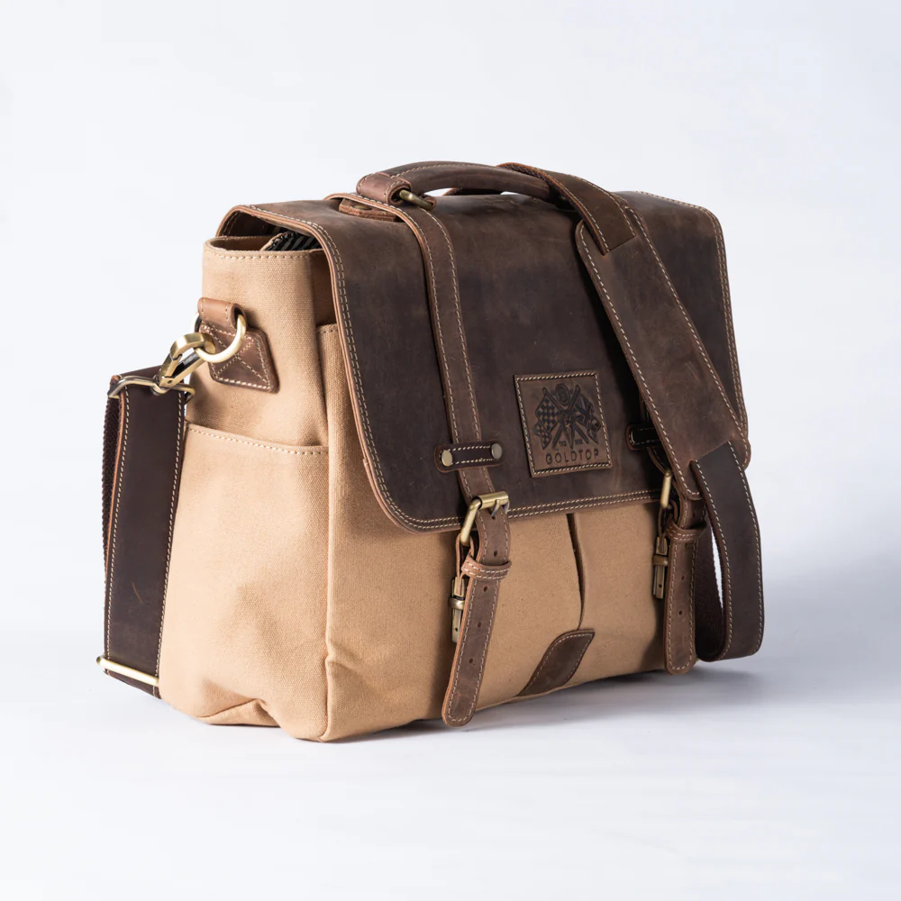 Canvas & Leather Messenger Bag - Image 12
