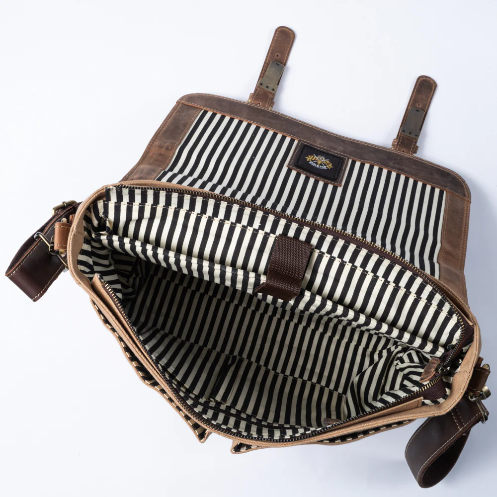 Canvas & Leather Messenger Bag - Image 13