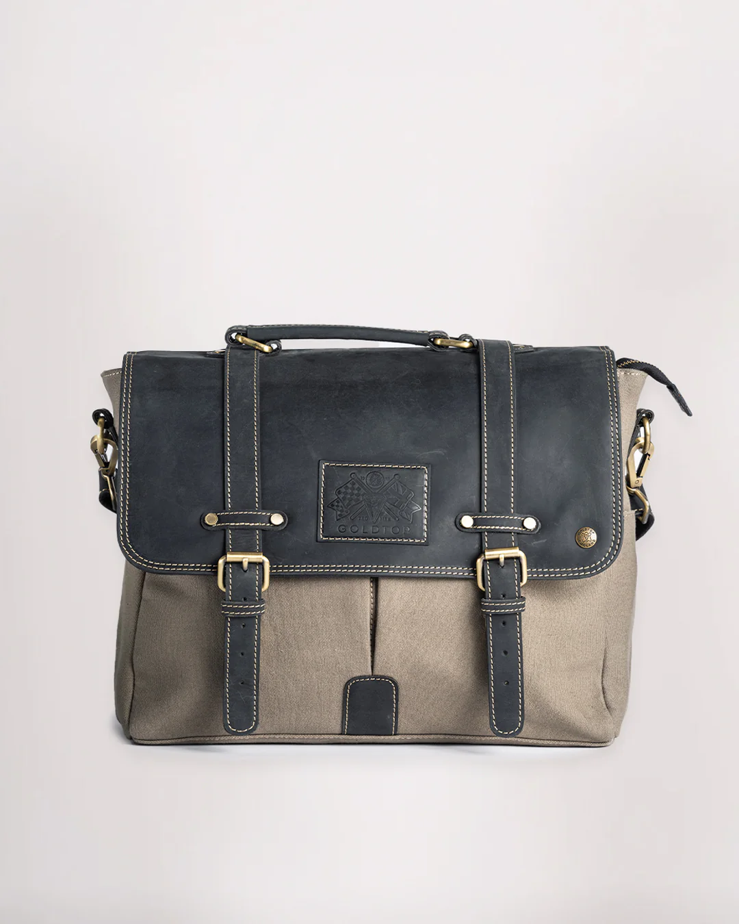 Canvas & Leather Messenger Bag - Image 14