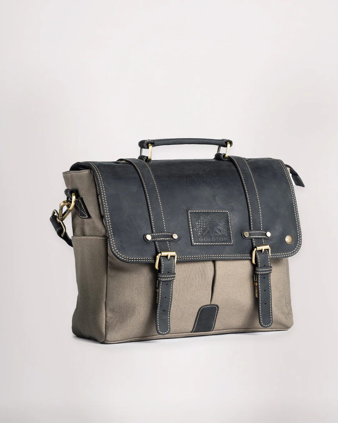 Canvas & Leather Messenger Bag - Image 15