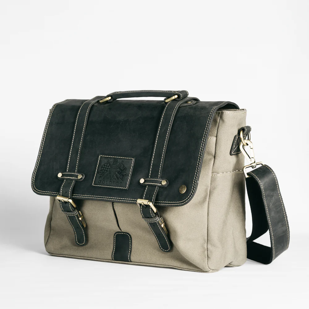 Canvas & Leather Messenger Bag - Image 17