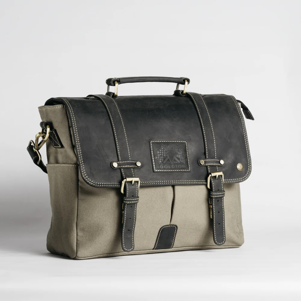 Canvas & Leather Messenger Bag - Image 18