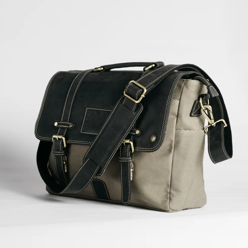 Canvas & Leather Messenger Bag - Image 22