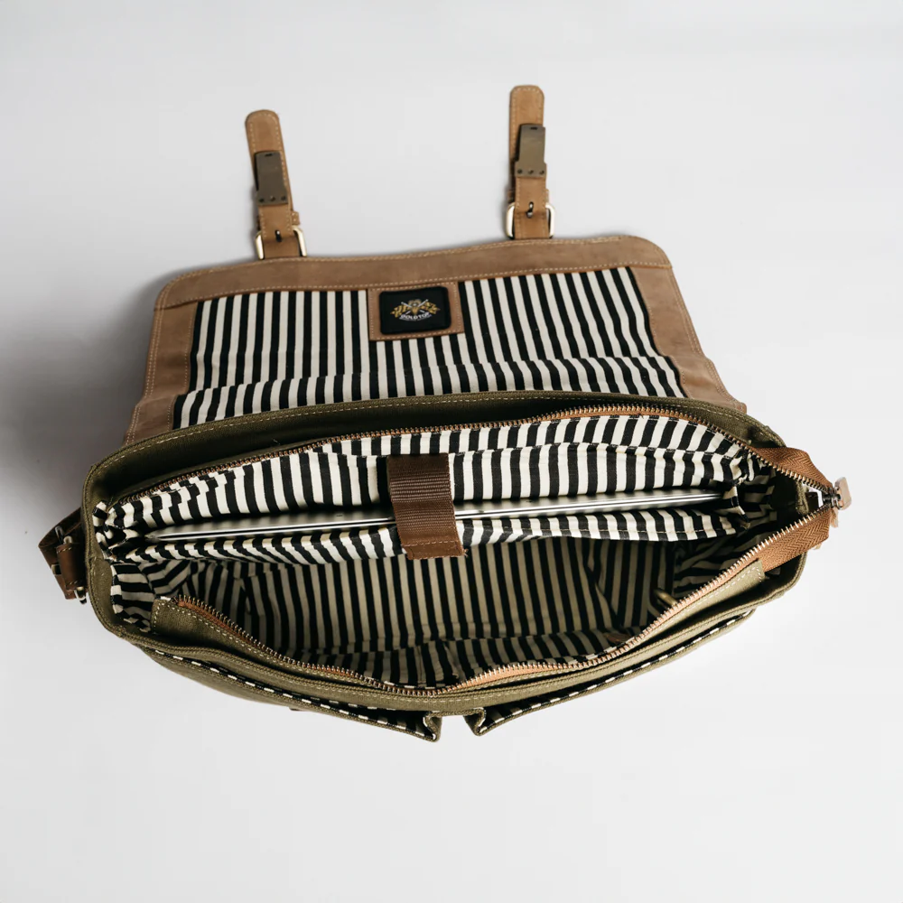 Canvas & Leather Messenger Bag - Image 29