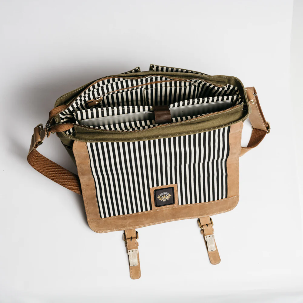 Canvas & Leather Messenger Bag - Image 30
