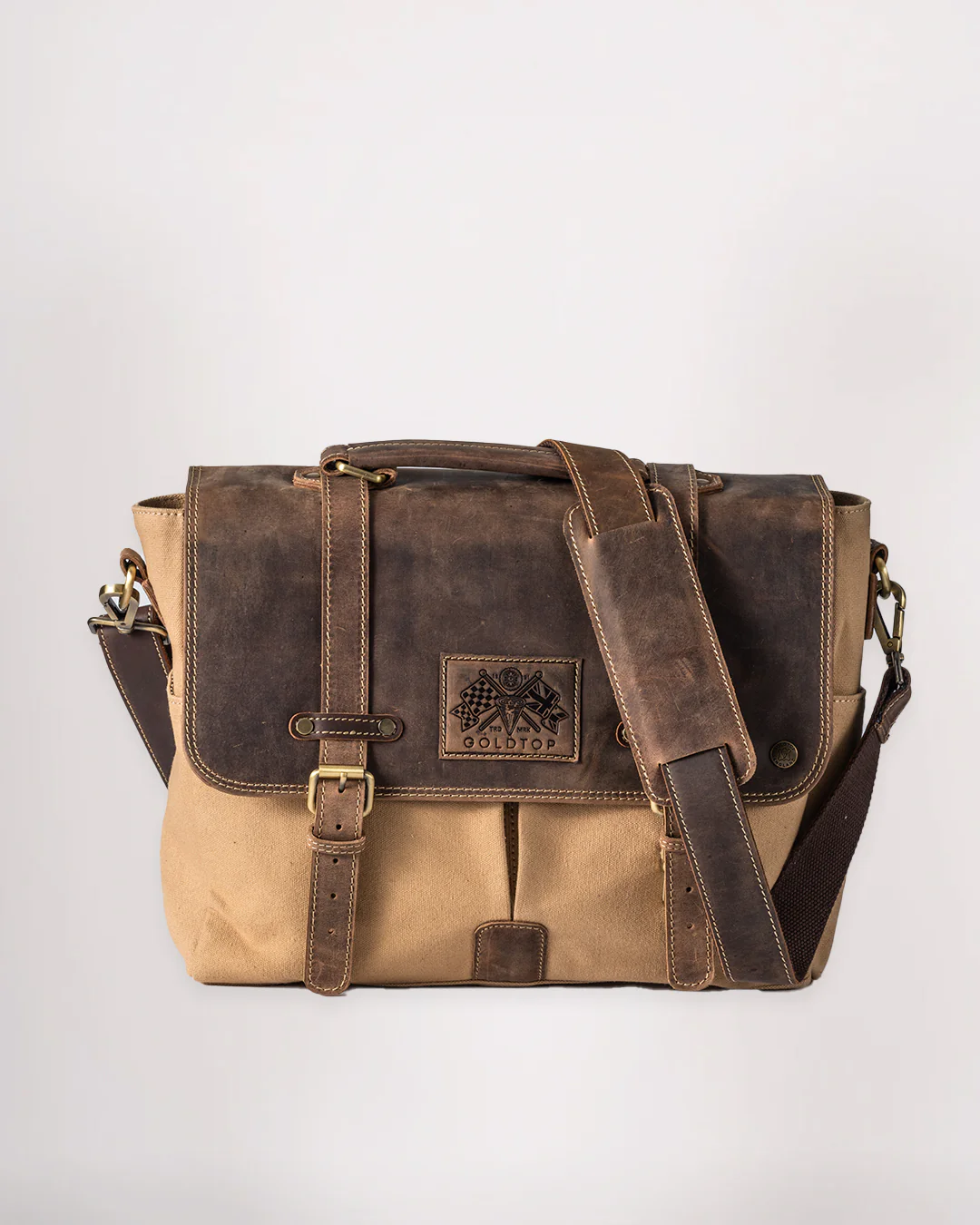Canvas & Leather Messenger Bag - Image 7
