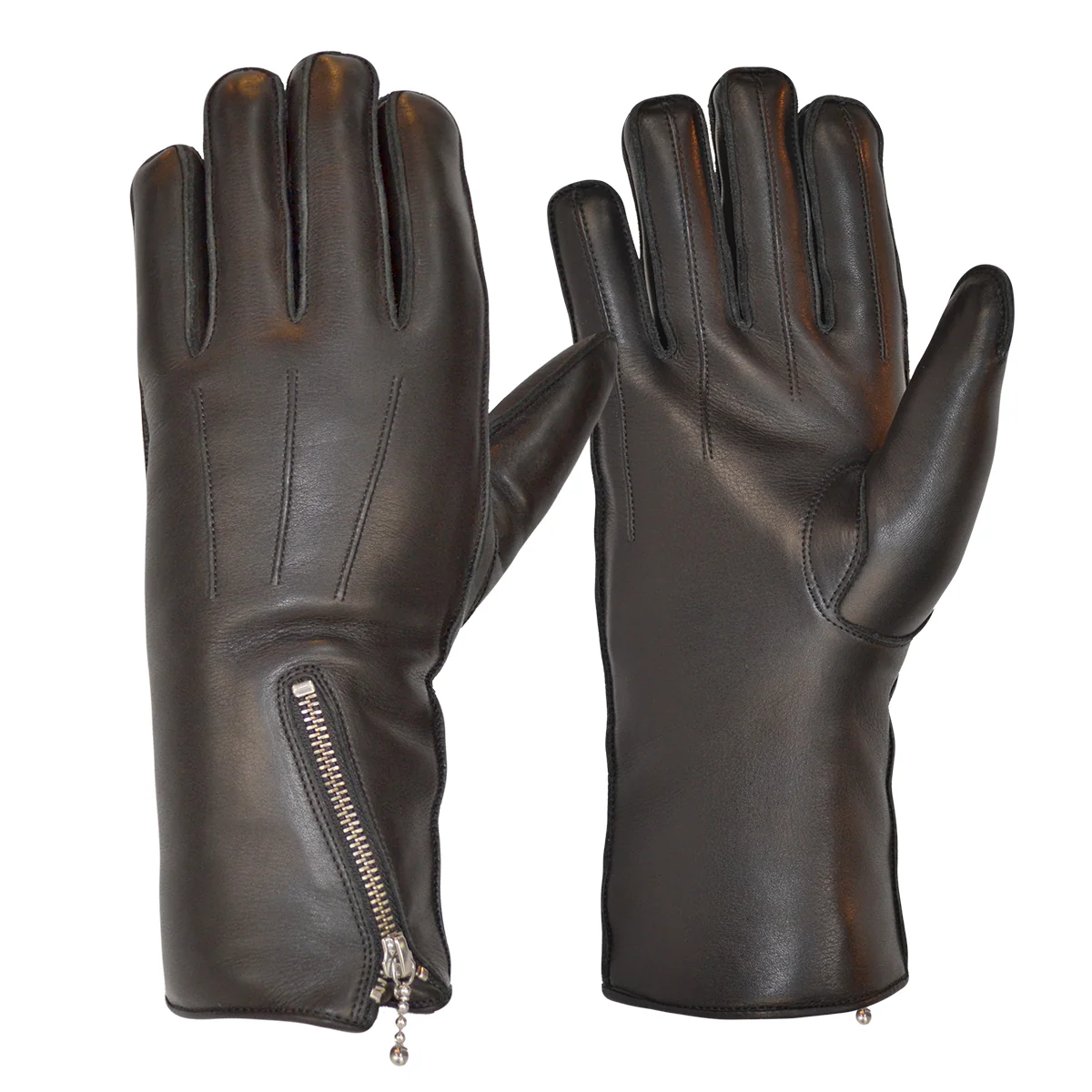 Zipped Merino Wool Lined Cafe Racer Gloves - Image 3