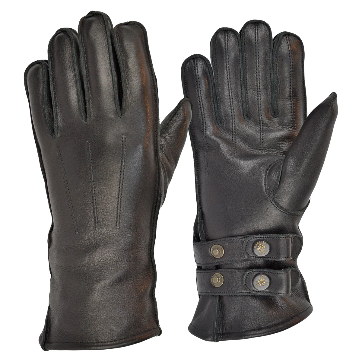 Twin Strap Fleece Lined Cafe Racer Gloves - Image 3