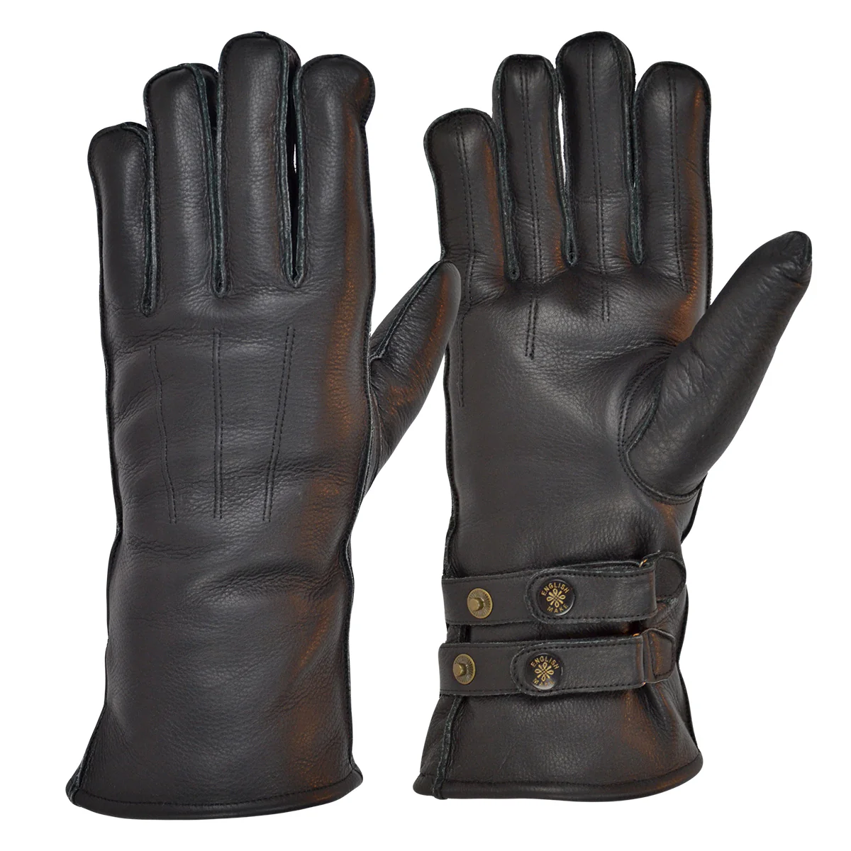Twin Strap Merino Wool Lined Cafe Racer Gloves - Image 3