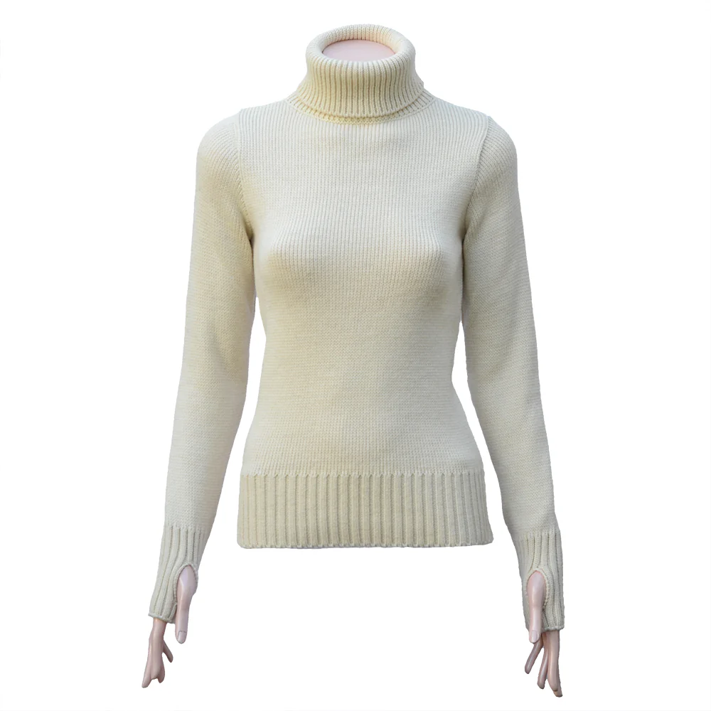 Women's Merino Wool Fitted Submariner Sweater - Image 4