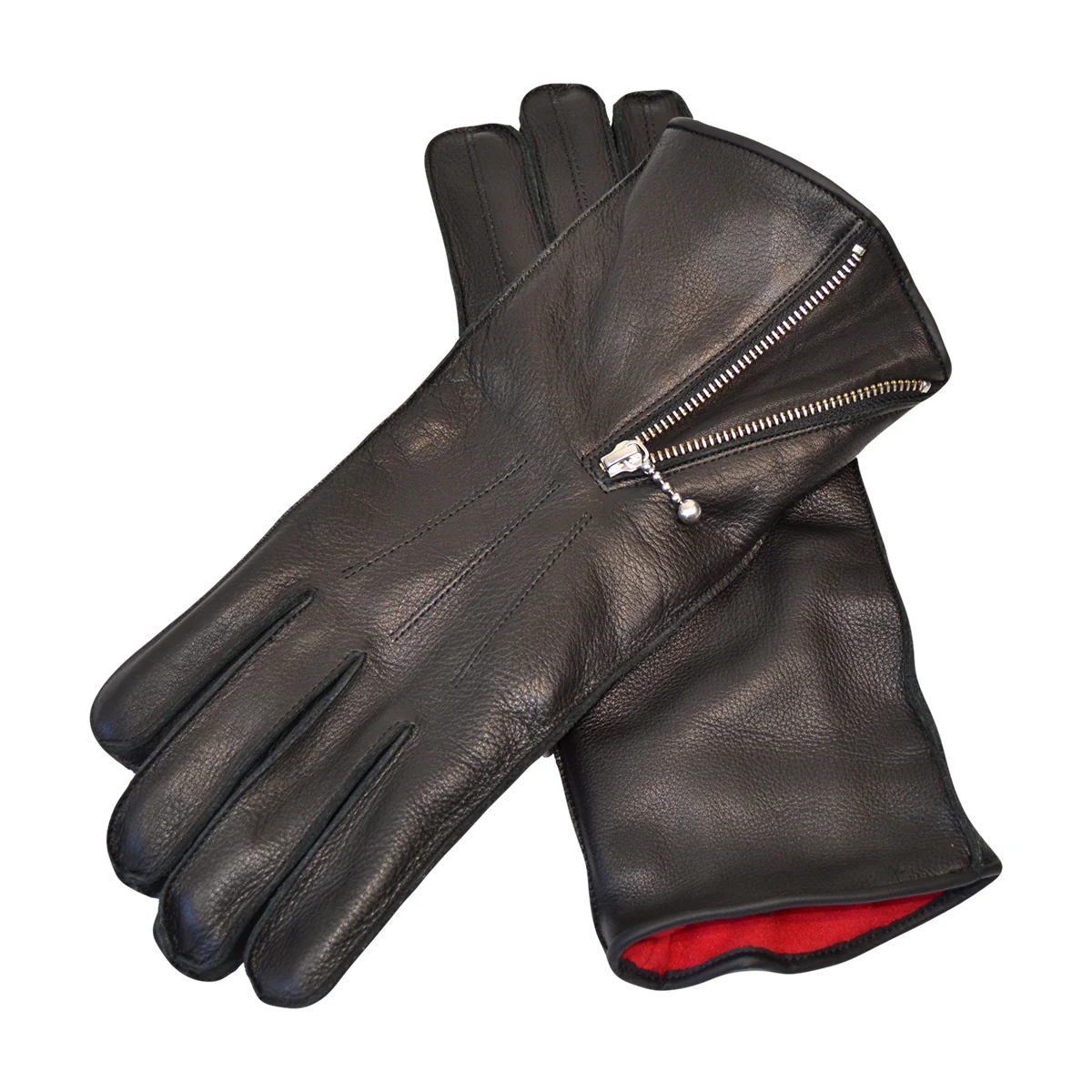 Zipped Fleece Lined Cafe Racer Gloves - Image 4